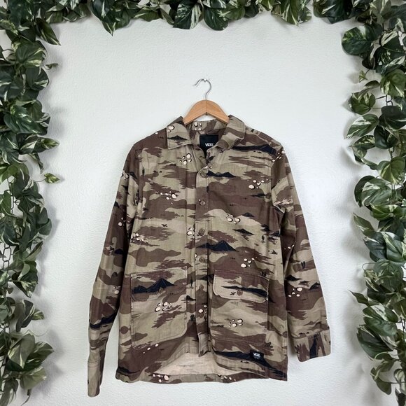 Vans Winchester Long Sleeve Front Button Shirt Storm Camo Men’s Size S - Picture 1 of 11